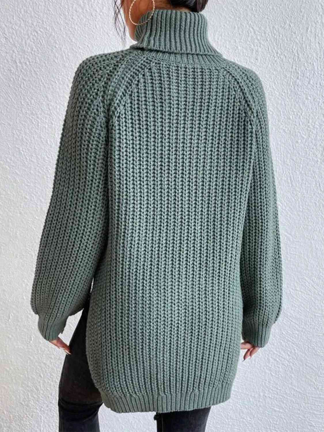 Angela Pull Femme Pull à Col Roulé Côtelé avec Fente Latérale Chic pour Automne/Hiver Élégant, vue 2