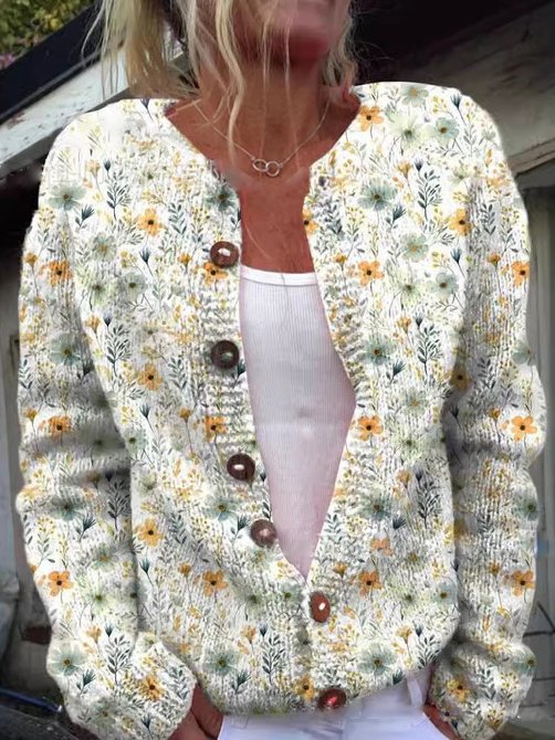 Braelynn Gilet Femme Gilet à Motif Floral Élégant avec Col Rond Confortable, vue 2