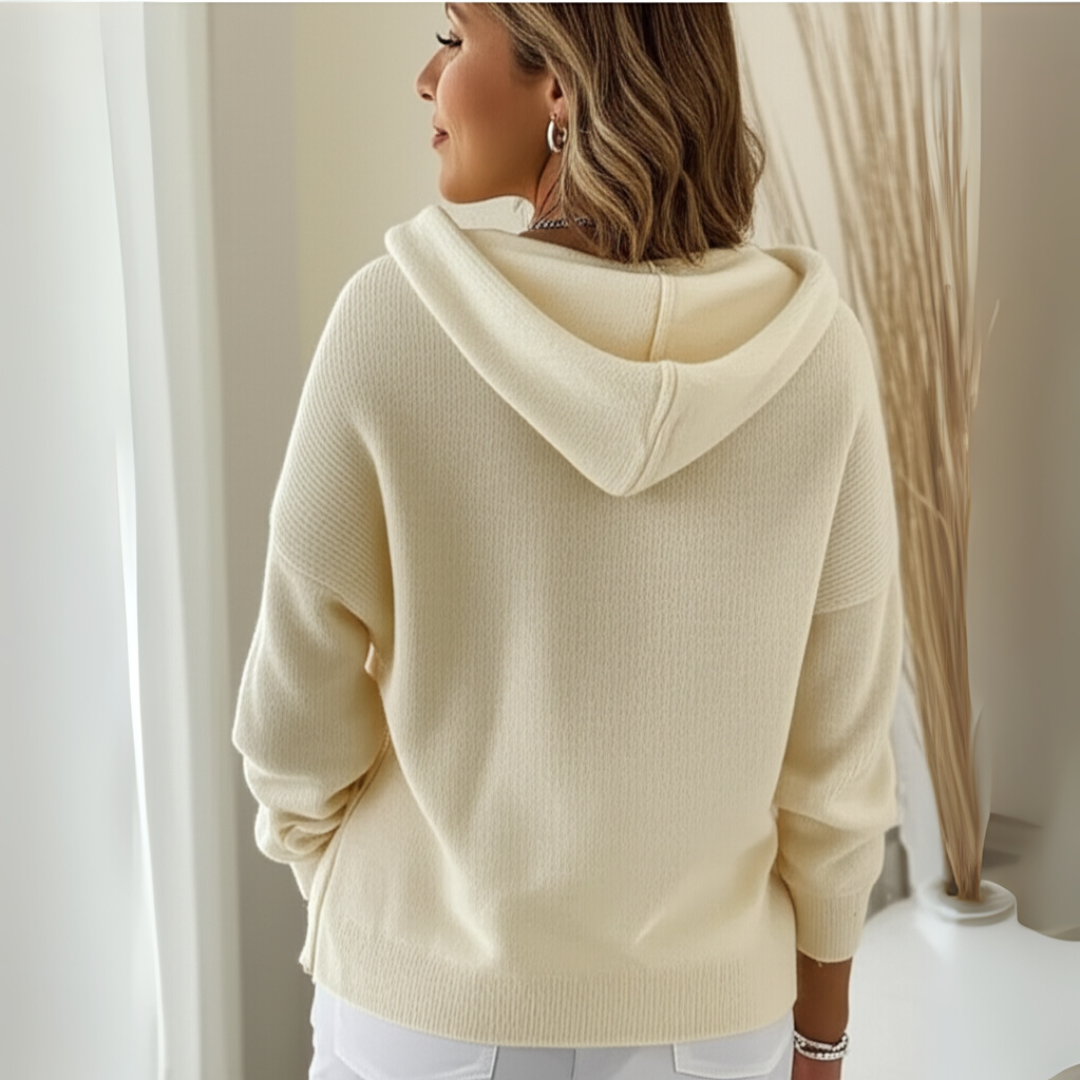 Rosie Gilet à Capuche en Tricot pour Femme Coupe Droite Chaleureuse à l’Aspect Cachemire, vue 3