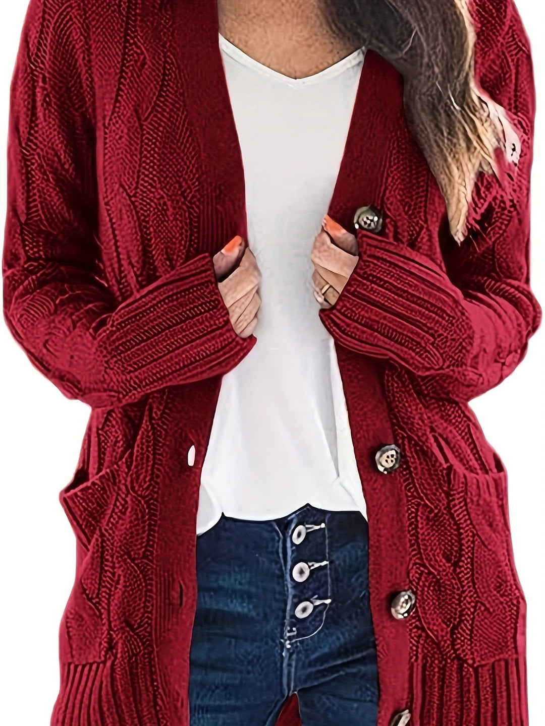 Lissy Gilet Femme Cardigan Chaud à Maille Câble avec Boutons & Coupe Moderne Confort