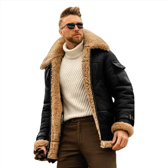 Raymond Veste Homme Cuir Robuste avec Doublure en Fourrure Douce & Style Élégant, vue 4