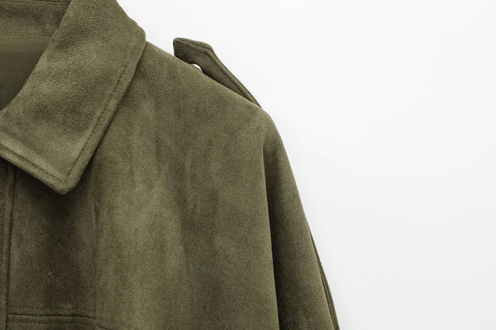 Isla Veste Femme en Daim Blouson Oversize Élégant avec Coupe Moderne & Confort Doux, vue 7