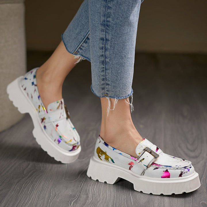 Stella Chaussures Femme Mocassins à Plateforme Ajourée avec Boucle & Semelle en Caoutchouc Confortable