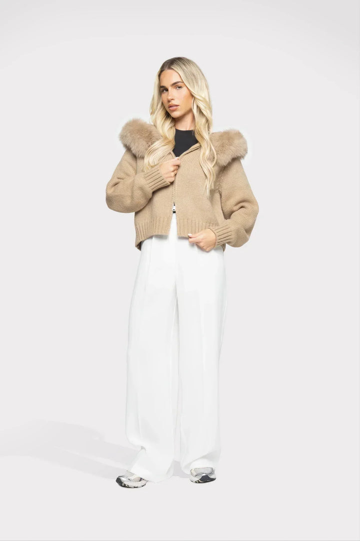 Janelle Veste Femme Veste en Laine Élégante avec Capuche Doublée de Fourrure, vue 4