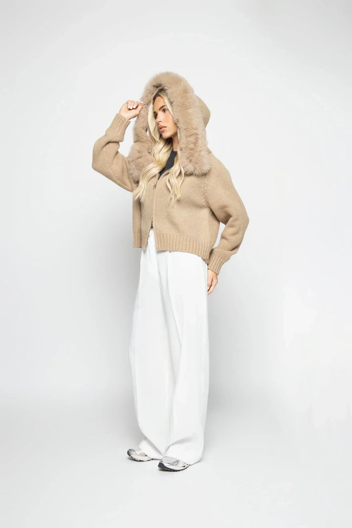 Janelle Veste Femme Veste en Laine Élégante avec Capuche Doublée de Fourrure, vue 10