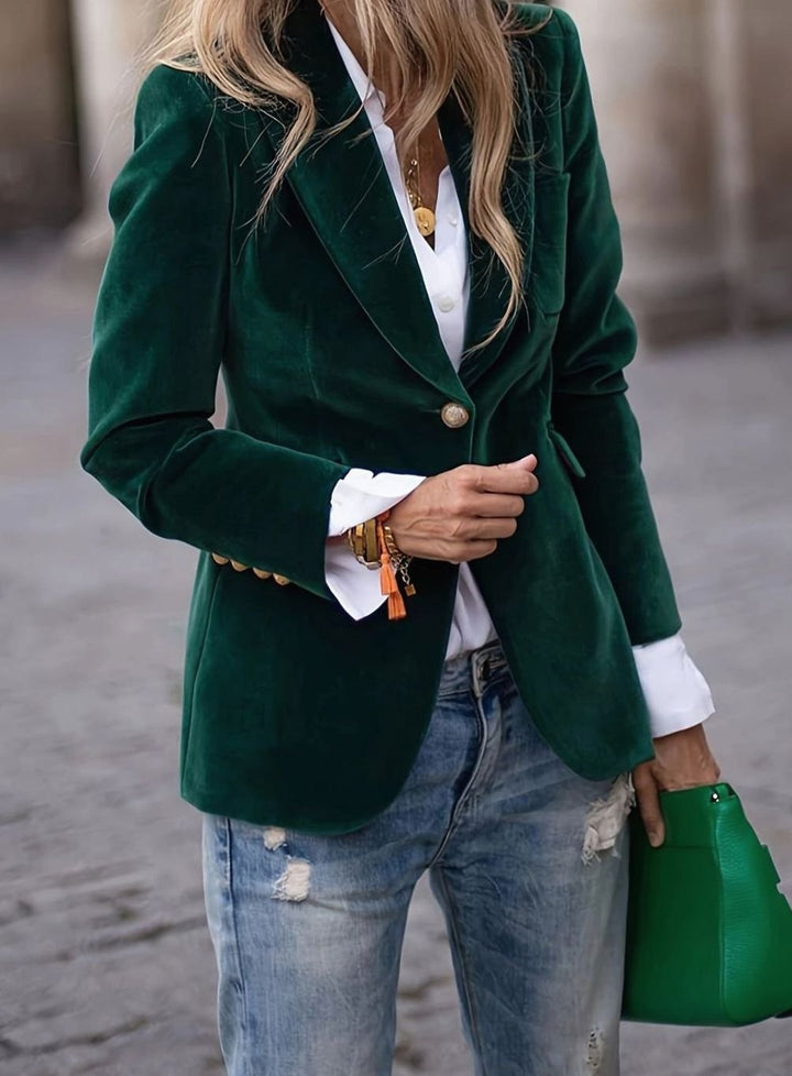 Blazer en velours femme à un bouton
