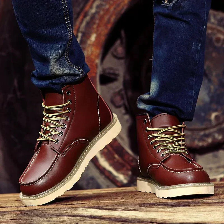 Sandro Bottes d’Hiver en Cuir pour Homme Bottes Hautes Rétro à Lacets avec Coupe, vue 5