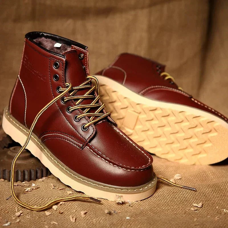 Sandro Bottes d’Hiver en Cuir pour Homme Bottes Hautes Rétro à Lacets avec Coupe, vue 6