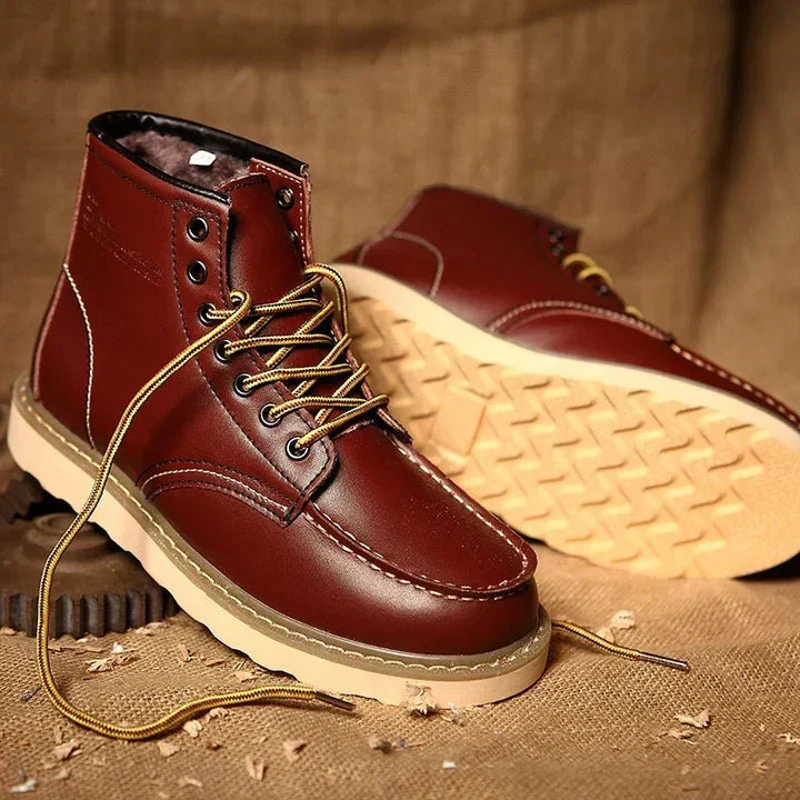 Sandro Bottes d’Hiver en Cuir pour Homme Bottes Hautes Rétro à Lacets avec Coupe, vue 6