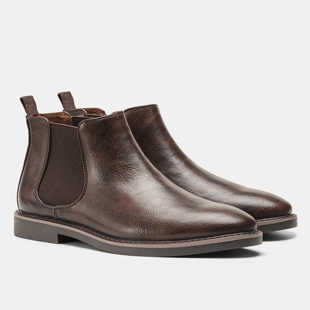 Lucio Bottes Élégantes en Cuir pour Homme Bottes Mi-Hautes d’Automne à Bout Pointu, vue 8