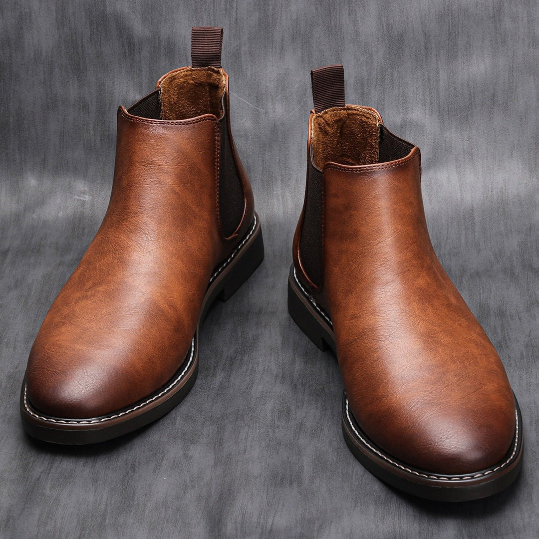 Lucio Bottes Élégantes en Cuir pour Homme Bottes Mi-Hautes d’Automne à Bout Pointu, vue 2