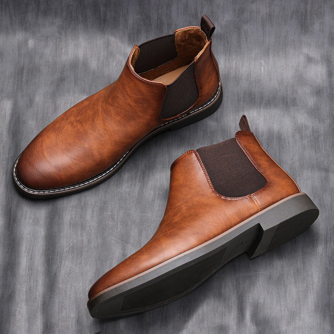 Lucio Bottes Élégantes en Cuir pour Homme Bottes Mi-Hautes d’Automne à Bout Pointu, vue 5