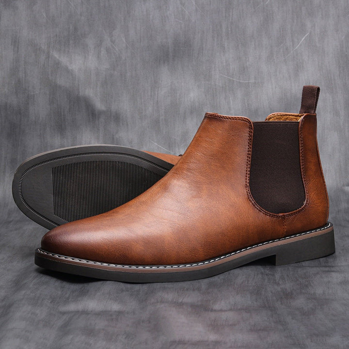 Lucio Bottes Élégantes en Cuir pour Homme Bottes Mi-Hautes d’Automne à Bout Pointu, vue 3
