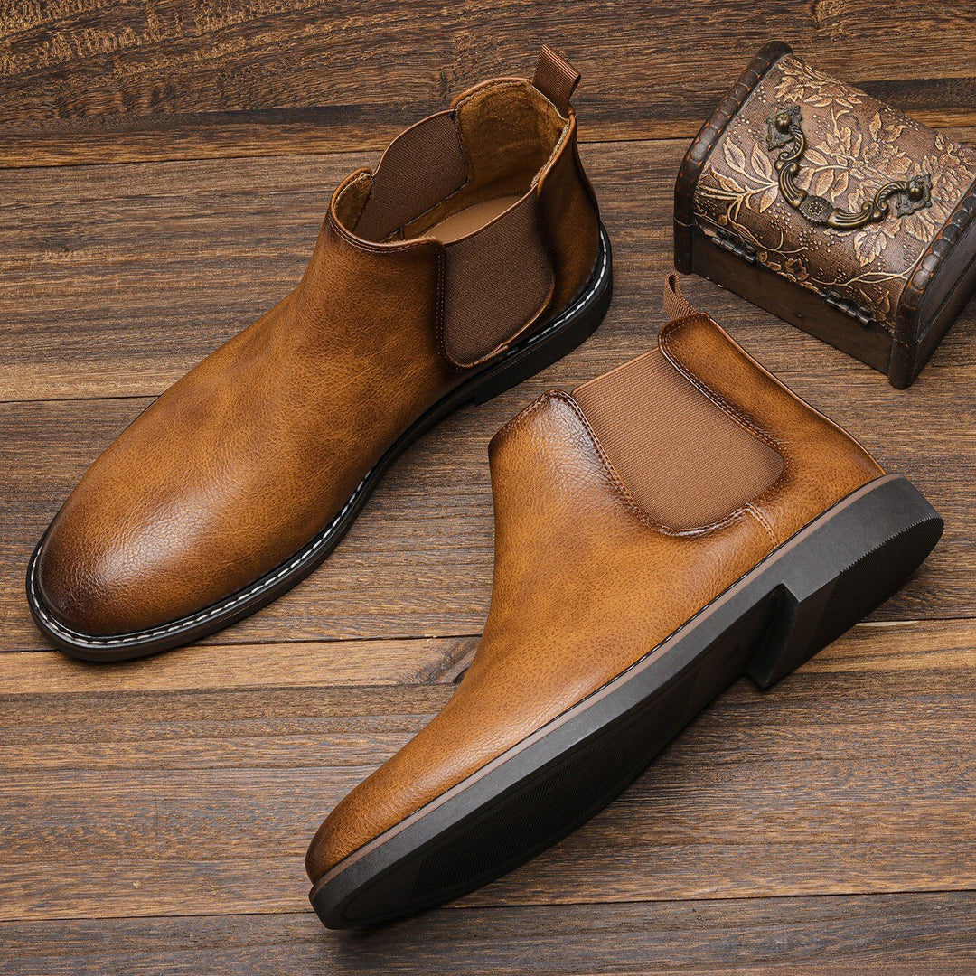 Lucio Bottes Élégantes en Cuir pour Homme Bottes Mi-Hautes d’Automne à Bout Pointu, vue 7