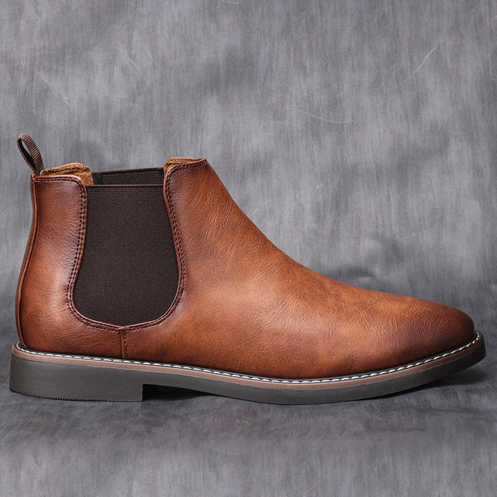 Lucio Bottes Élégantes en Cuir pour Homme Bottes Mi-Hautes d’Automne à Bout Pointu
