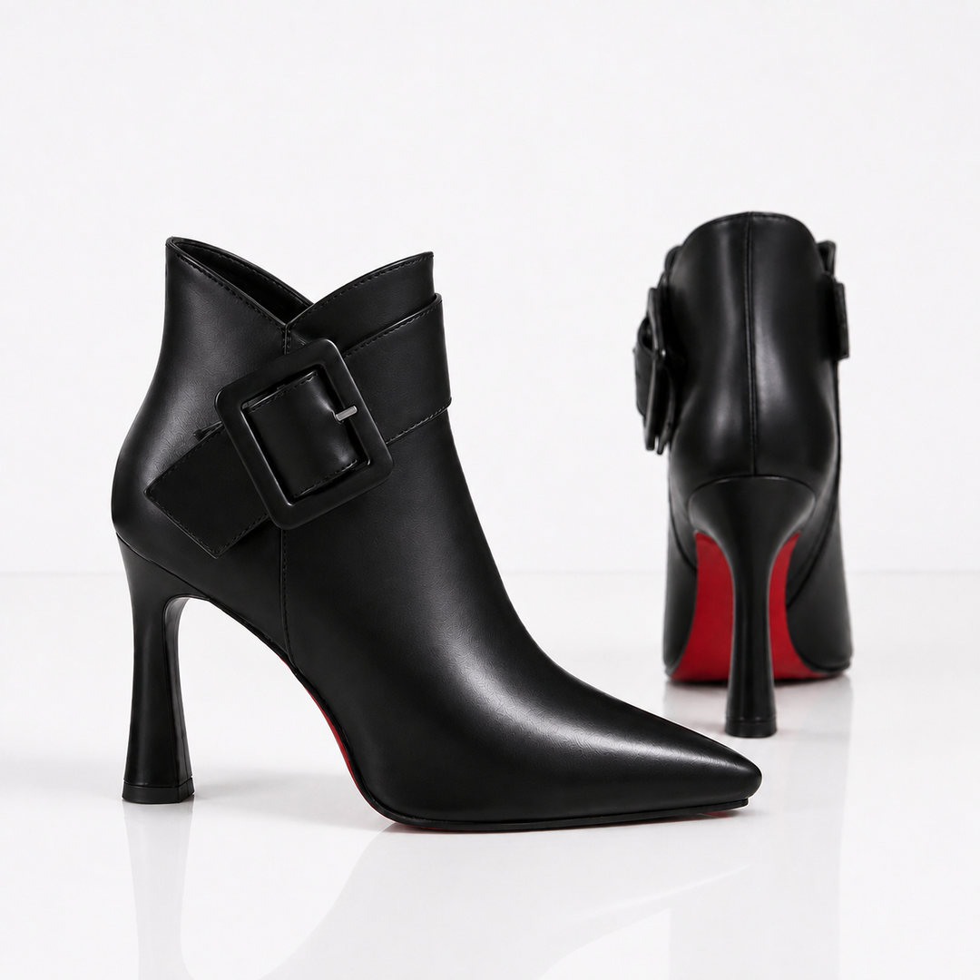 Bottines femme en cuir à boucle