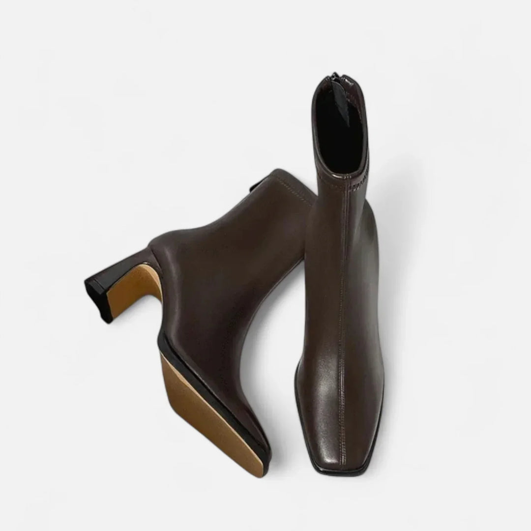 Madison Bottines Femme Bottines Hiver Vintage à Bout Carré avec Doublure Chaude & Talon Bloc