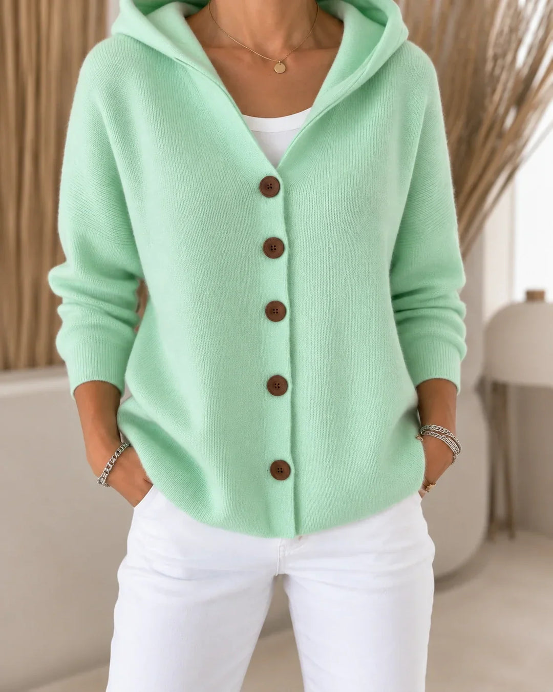 Women's Lightweight Hooded Cardigan – Open-Front Fine Knit Vest