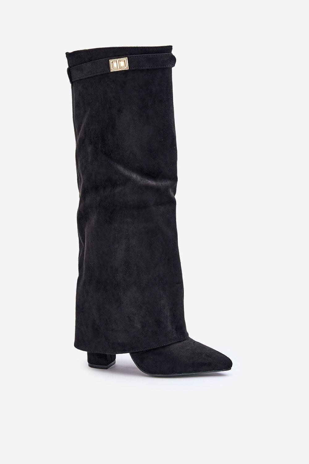 Amélie Bottes Hautes Bottes en Suédine Noire avec Bout Pointu & Détails Élégants, vue 4