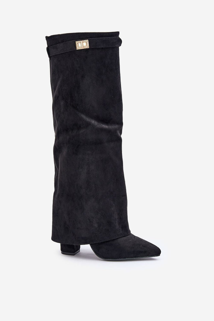 Amélie Bottes Hautes Bottes en Suédine Noire avec Bout Pointu & Détails Élégants, vue 4