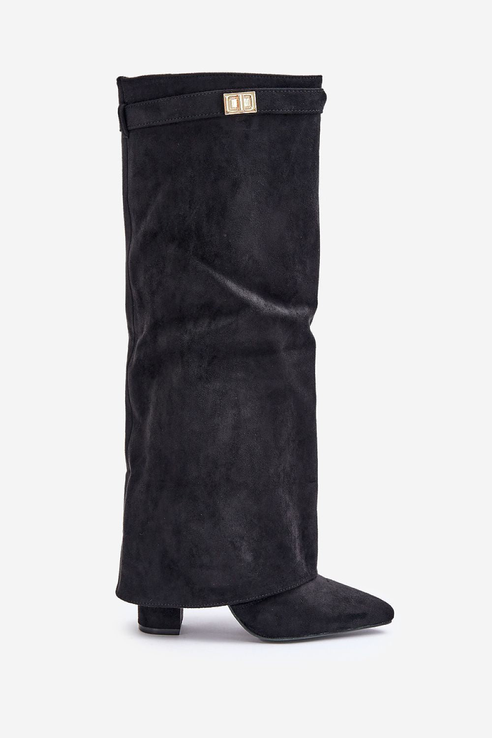 Amélie Bottes Hautes Bottes en Suédine Noire avec Bout Pointu & Détails Élégants, vue 5