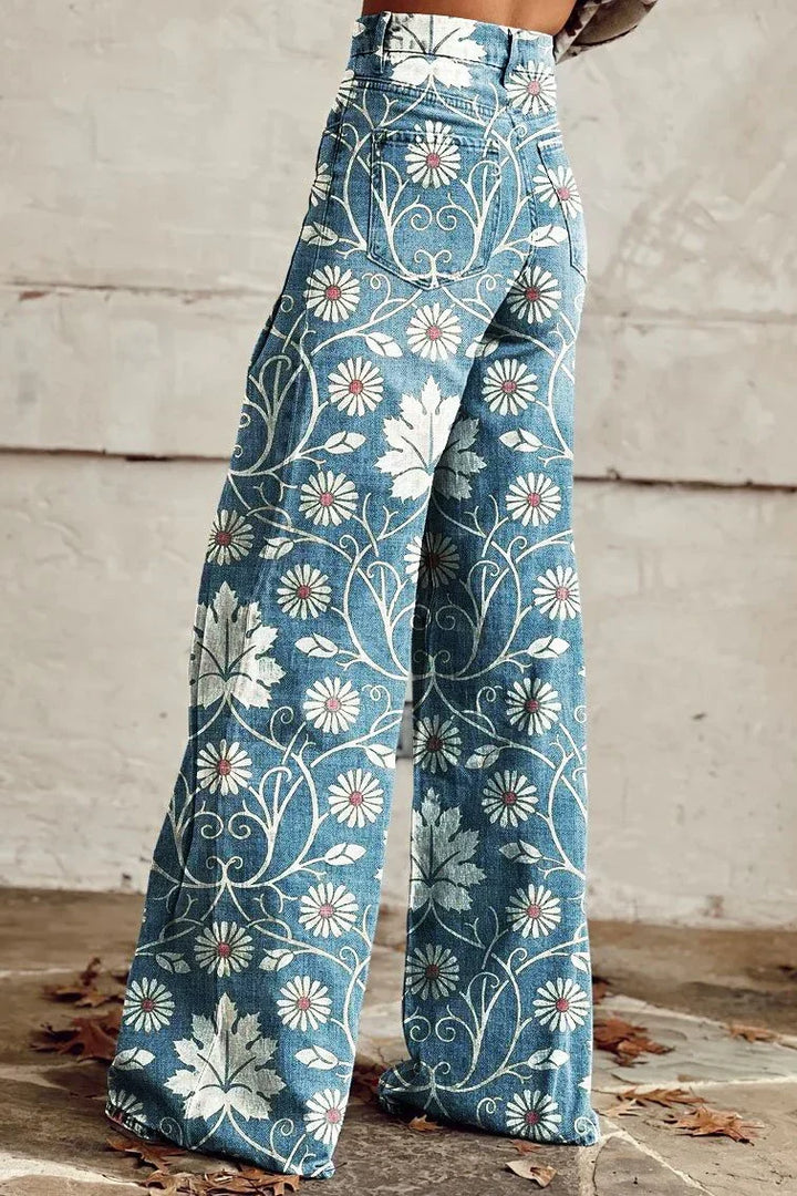 Pantalon Alina Femme Style Boho Vintage Pantalon Large Aéré avec Imprimés Bohèmes Tendance, vue 3