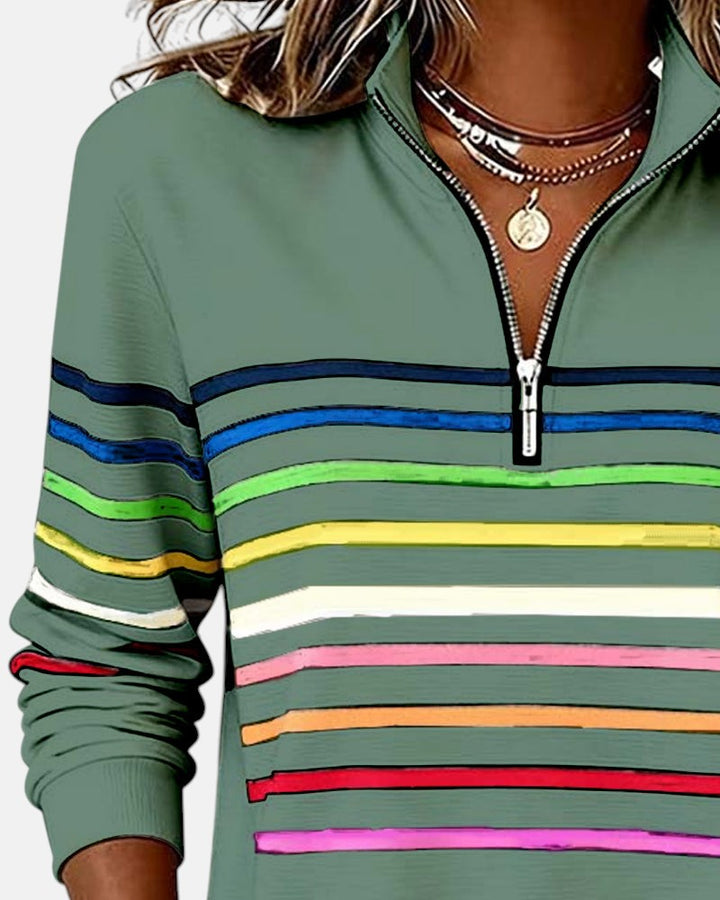 Pull Rayé à Fermeture Éclair pour femme, vue 17