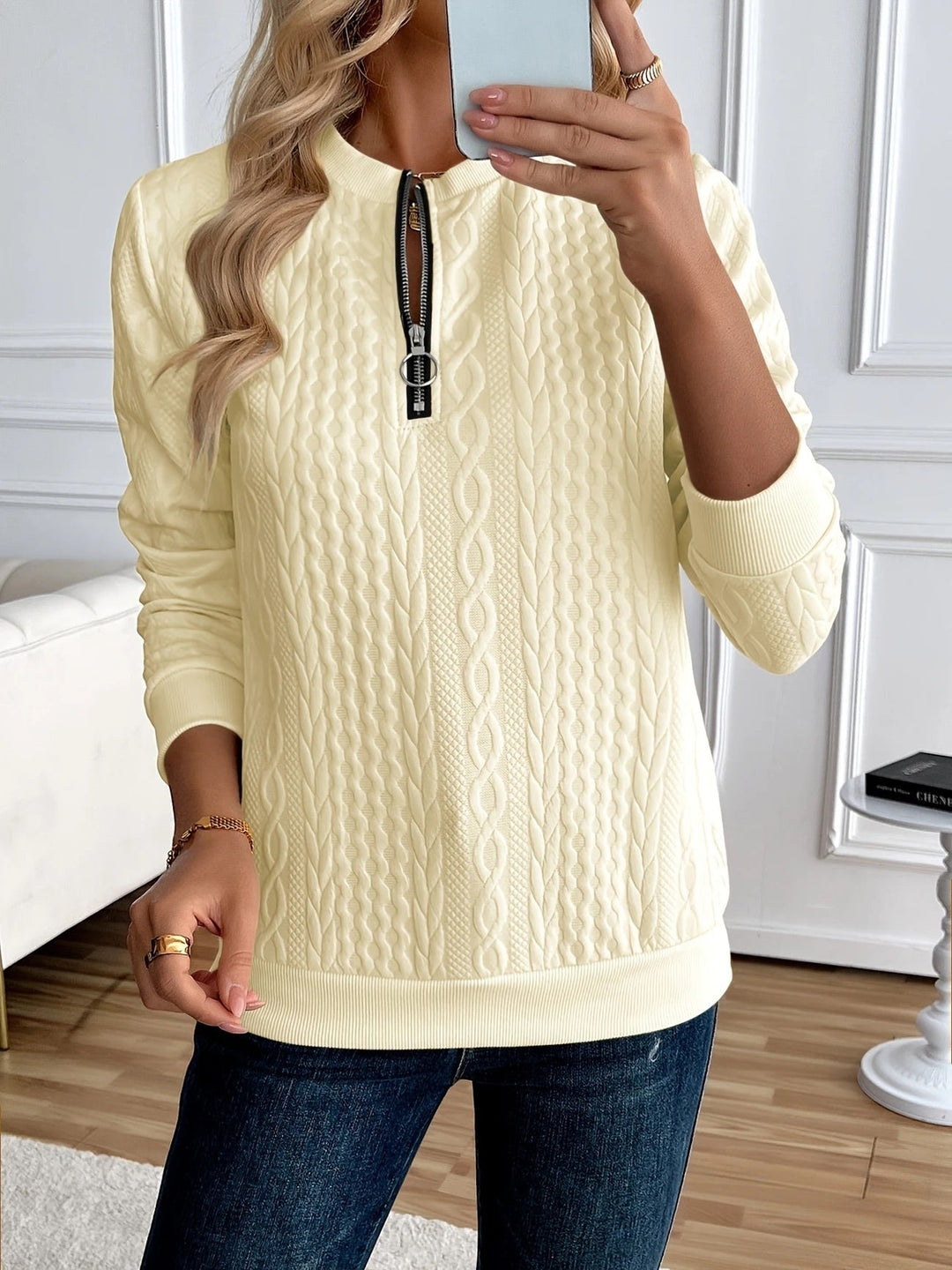 Sweat Zippé Texturé pour femme, vue 7