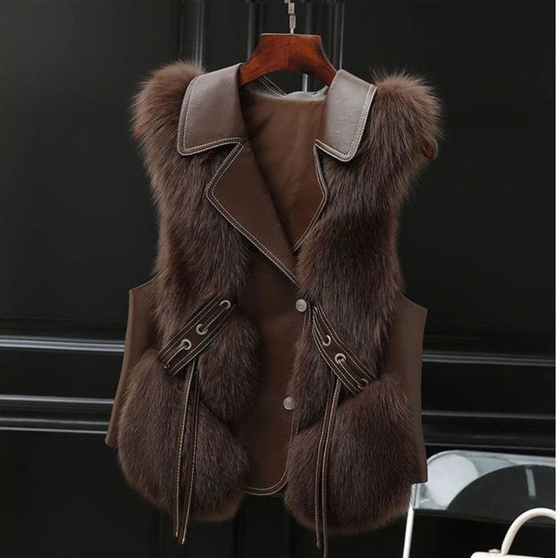Dilara Gilet Femme en Fausse Fourrure Design Élégant avec Coupe Ajustable & Doublure Douce, vue 9