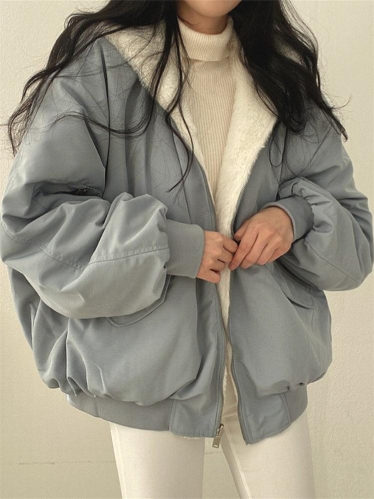 Daniela Veste Teddy Oversize Femme Bomber Doux Réversible avec Poches & Style Streetwear, vue 2