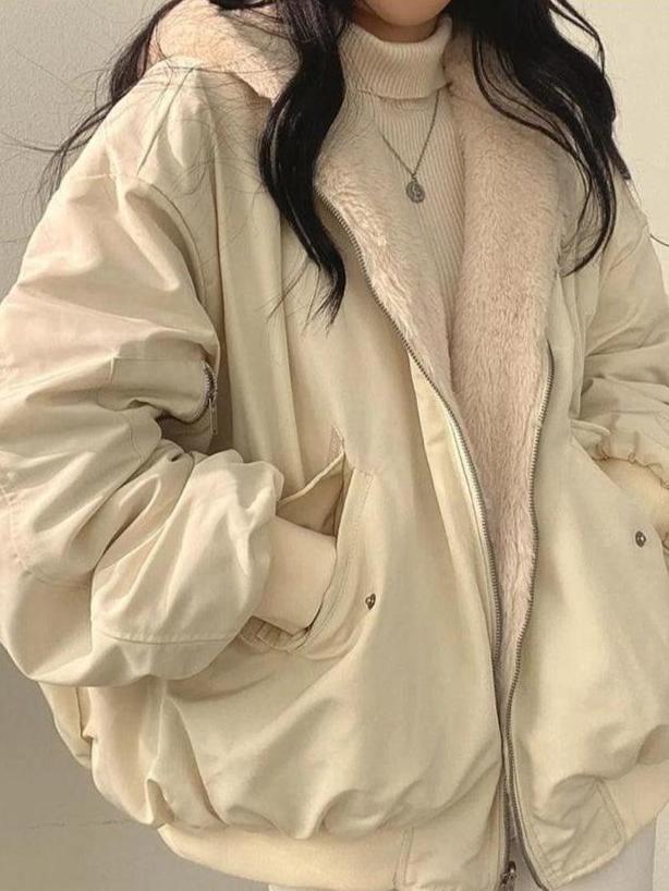 Daniela Veste Teddy Oversize Femme Bomber Doux Réversible avec Poches & Style Streetwear, vue 6