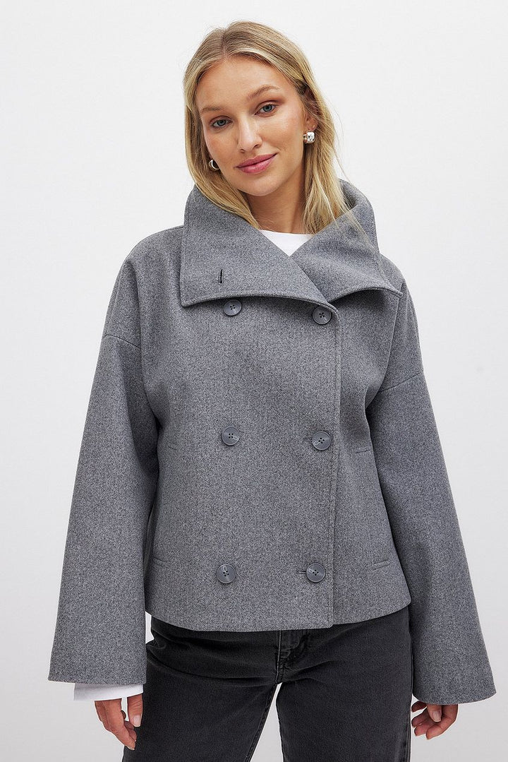 Arianna Manteau Court Femme Veste Double-Boutonnage Élégante & Chaude au Style Intemporel