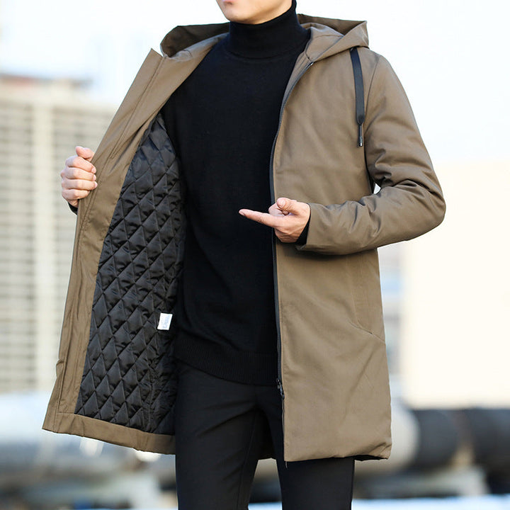 Eric Veste Homme d’Hiver Longue, Imperméable avec Capuche Ajustable & Doublure Isolante
