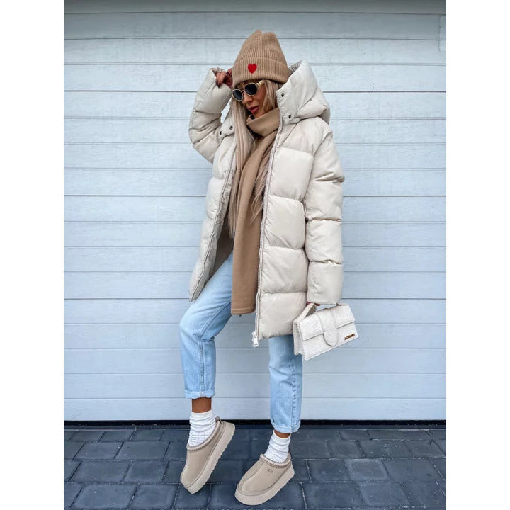 Sheila Manteau Femme d’Hiver Chaud, Épais avec Capuche Intégrée & Fermeture Éclair