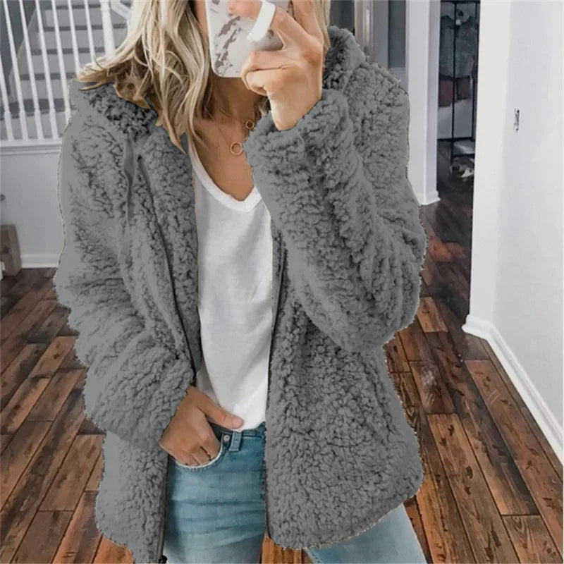 Olivia Cardigan Femme Cardigan Doux en Polaire Oversize & Confortable pour l’Hiver, vue 2