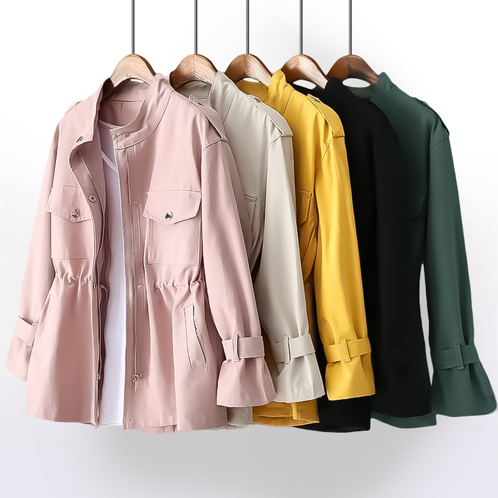 Julie Femme Imperméable Coton Ciré Manteau Étanche Élégant & Léger pour Mi-Saison
