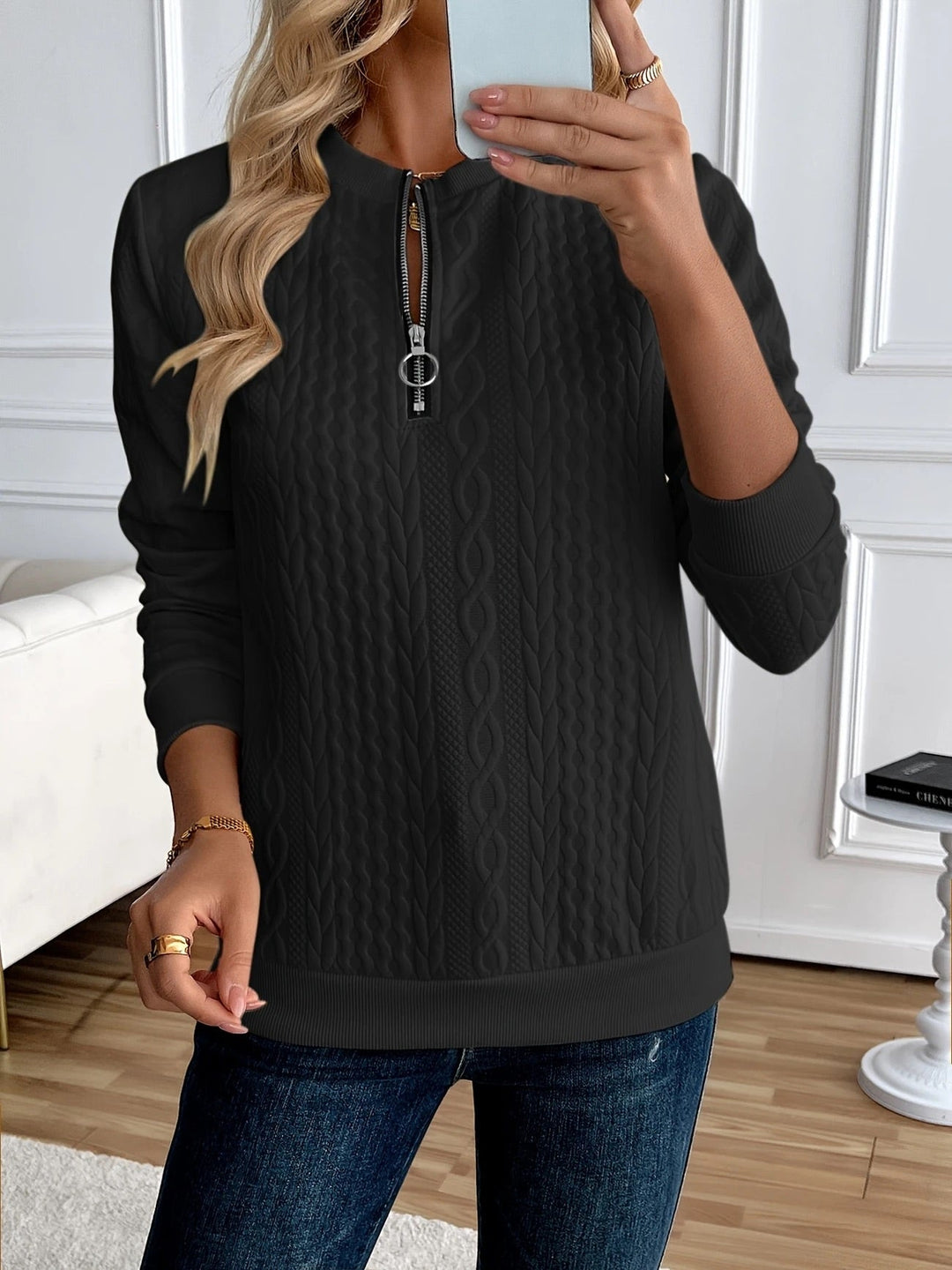 Sweat Zippé Texturé pour femme, vue 3