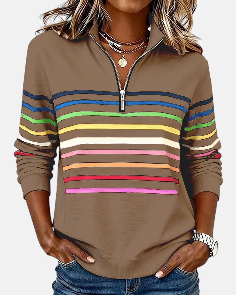 Pull Rayé à Fermeture Éclair pour femme, vue 6