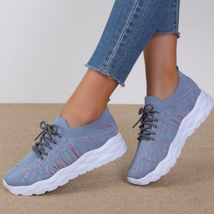 Naomi Ballerines Femme Chaussures en Maille Ajourée avec Lacets & Semelle Plate, vue 3