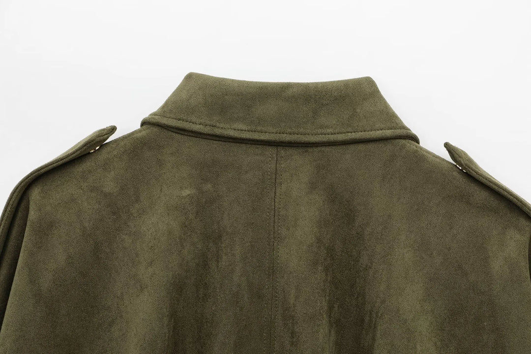 Isla Veste Femme en Daim Blouson Oversize Élégant avec Coupe Moderne & Confort Doux, vue 9