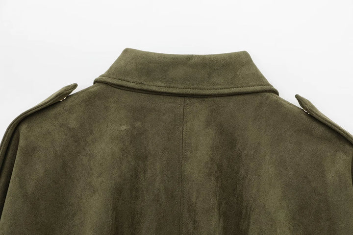Isla Veste Femme en Daim Blouson Oversize Élégant avec Coupe Moderne & Confort Doux, vue 9