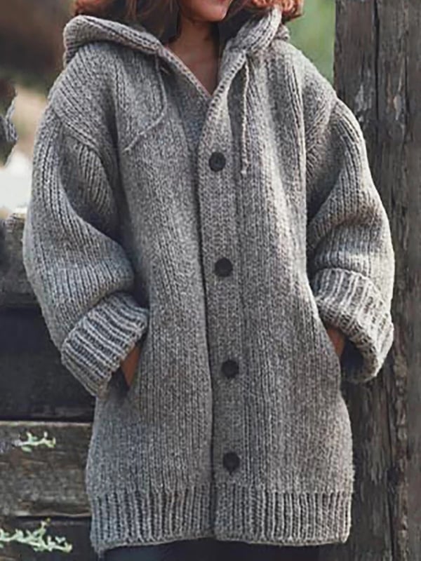 Lylia Gilet Long Femme Maille Douce avec Capuche & Style Confort Élégant, vue 2