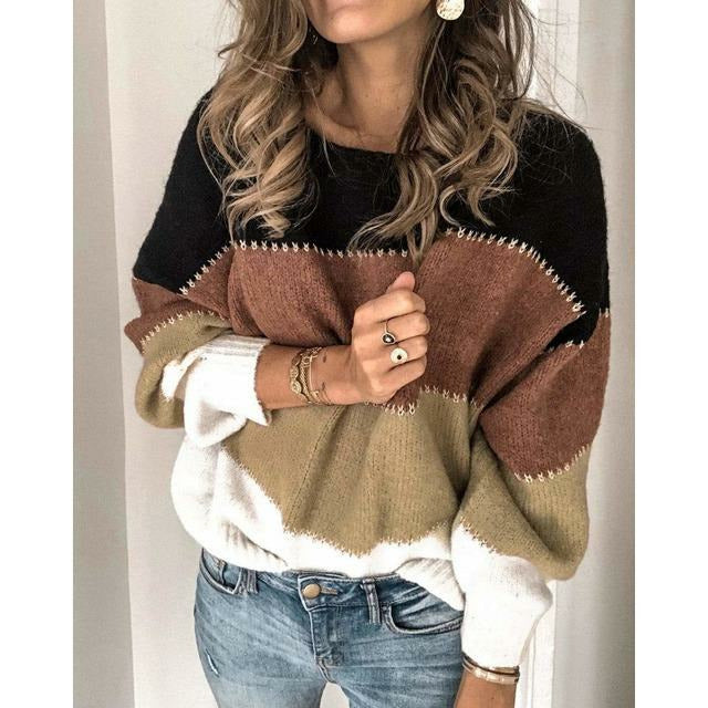 Pull Patchwork Rayé pour femme, vue 4