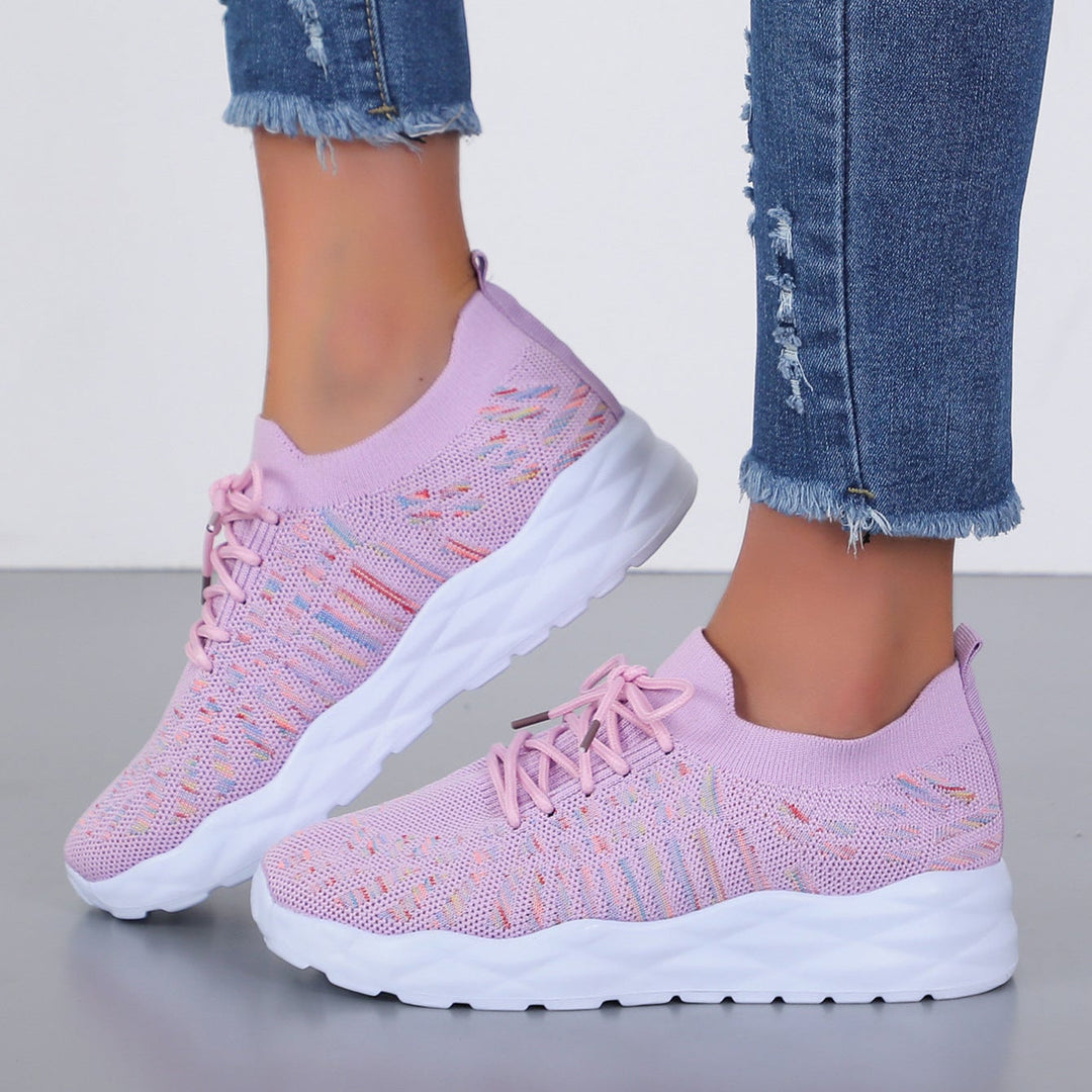 Naomi Ballerines Femme Chaussures en Maille Ajourée avec Lacets & Semelle Plate, vue 4