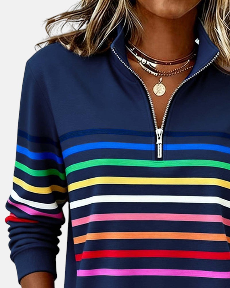 Pull Rayé à Fermeture Éclair pour femme, vue 10