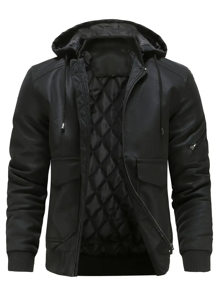 Anthony Veste Homme Hiver en Cuir avec Capuche Isolation Thermique & Style Intemporel, vue 2