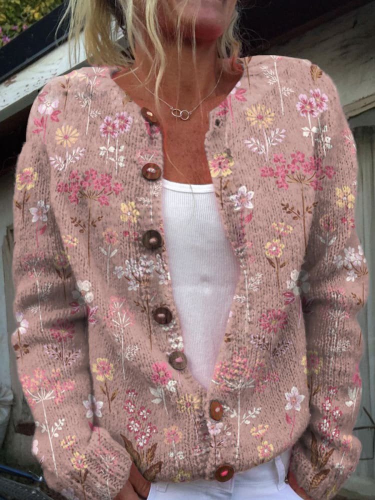 Braelynn Gilet Femme Gilet à Motif Floral Élégant avec Col Rond Confortable, vue 3