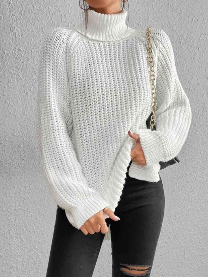 Angela Pull Femme Pull à Col Roulé Côtelé avec Fente Latérale Chic pour Automne/Hiver Élégant, vue 4