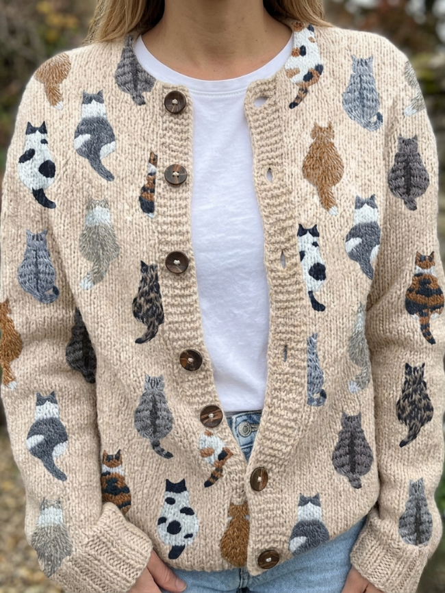 Cardigan Motif Chat pour femme, vue 2