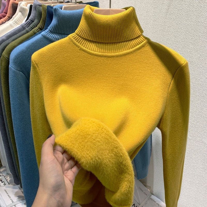 Milani Pull Col Roulé Femme Sweat Doublé Polaire Chaud & Coupe Décontractée d’Hiver, vue 8